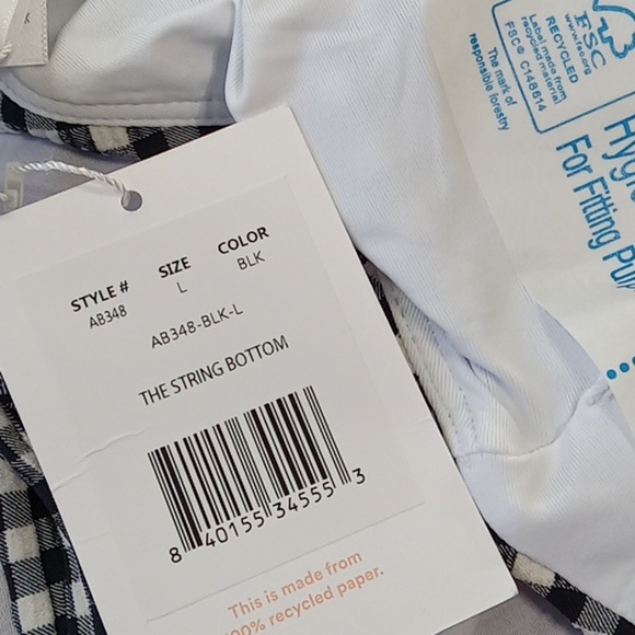 NEW Andie Bikini Bottom Large Black White Swim Vacation GINGHAM Resort - Picture 4 of 5